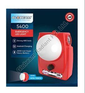 Globeam 5400 Rechargeable Emergency Light With Side Torchlight 2000mAh Heavy Duty Battery