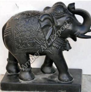 Black Stone Elephant Statue
