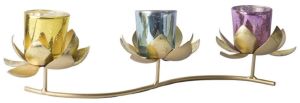 Lotus Trio Tealight Metal Candle Stand