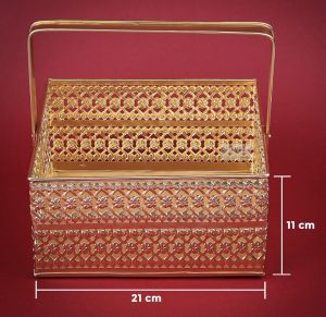 Decorative Golden Gift Hamper Basket with Handle