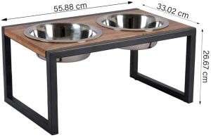2 Bowl Wood PET Stand Feeder