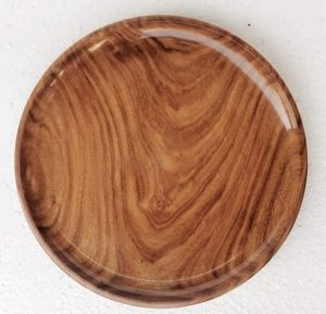Brown Round Wooden Plate
