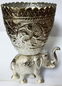 Stand Glass German Silver Elphaphant Statue