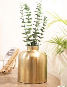 Golden Cylindrical Flower Vase