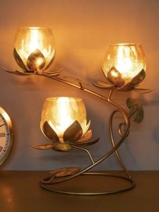 Golden Tea Light Candle Holder