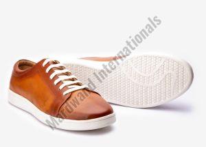 Mens Tan Brown Leather Sneakers