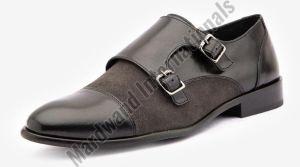 Mens Formal Black Double Monk Strap Leather Shoes