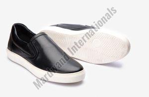 Mens Black Handcrafted Leather Sneakers