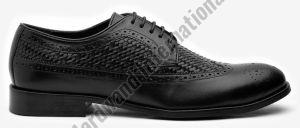 Mens Black Premium Leather Lace Up Derby Shoes