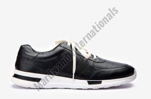 Mens Premium Black Leather Sneakers