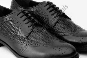 Mens Black Premium Leather Lace Up Derby Shoes