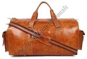 Handcrafted Premium Tan Leather Duffle Bag