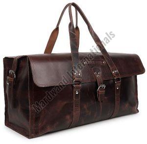 Brown Handcrafted Premium Buckle Leather Duffle Bag