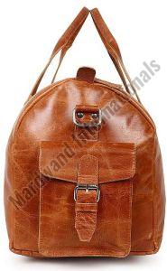 Handcrafted Premium Tan Leather Duffle Bag