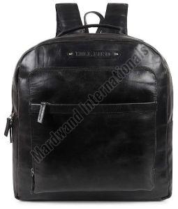 Handicraft Black Leather Backpack Bag