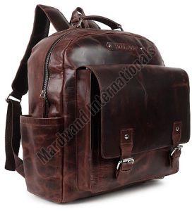 Brown Handicraft Premium Buckle Leather Backpack Bag