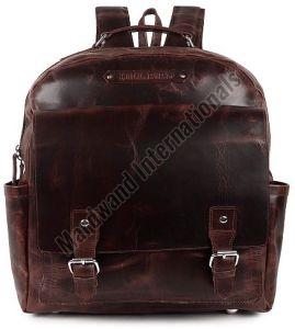 Brown Handicraft Premium Buckle Leather Backpack Bag