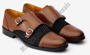 Mens Black and Brown Double Monk Strap Leather Shoes