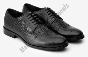 Mens Black Premium Leather Lace Up Derby Shoes