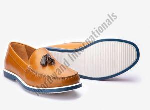 Mens Tan Brown Leather Loafer Shoes