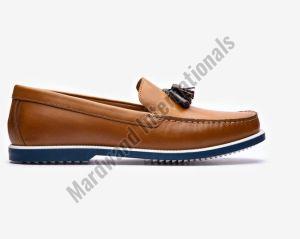 Mens Tan Brown Leather Loafer Shoes