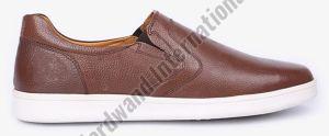 Mens Plain Brown Premium Leather Sneakers