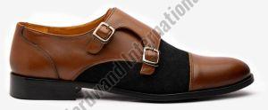 Mens Black and Brown Double Monk Strap Leather Shoes