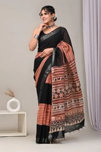 Dola Silk Ajrakh Printed Saree