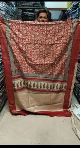 Dola Silk Ajrakh Printed Saree