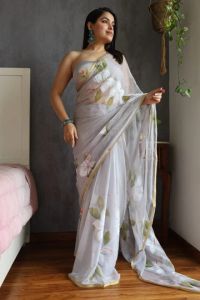Party Wear Chiffon Zari Border Saree