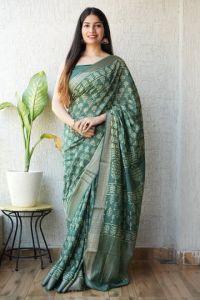 pure chanderi ghicha border silk saree