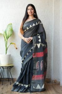 pure chanderi ghicha border silk saree