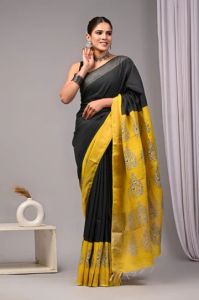 pure chanderi ghicha border silk saree