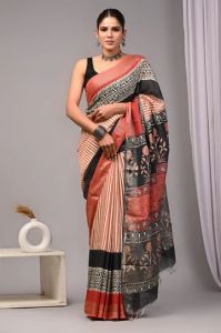 pure chanderi ghicha border silk saree