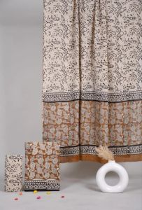 Hand Block Printed Cotton Unstitched Suit with Mulmul Dupatta