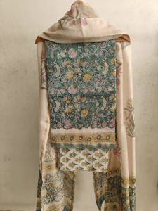 Hand Block Printed Chanderi Silk Unstitched Suit