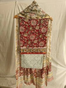 Hand Block Printed Chanderi Silk Unstitched Suit