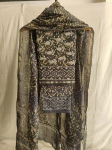 Hand Block Printed Chanderi Silk Unstitched Suit