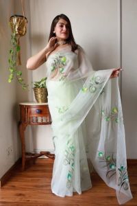 Hand Painted Organza Silk Saree