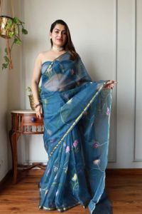 Hand Painted Organza Silk Saree