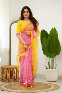 Hand Print Kota Doria Saree