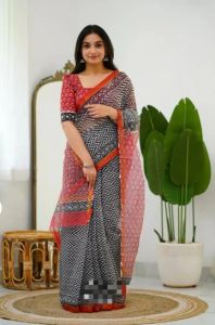 Hand Print Kota Doria Saree