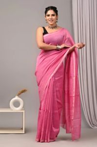 Natural Dye Ajrakh Hand Block Printed Silk Saree