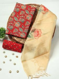 Organza Dupatta Cotton Unstitched Suit