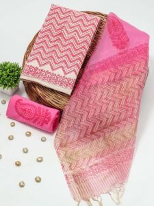 Organza Dupatta Cotton Unstitched Suit