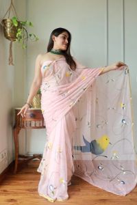 Hand Block Printed Pure Chanderi Silk Saree
