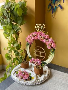 Engagement Ring Platter With Pink Rose Decoration