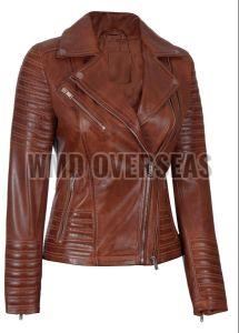 Ladies Full Sleeve Zipper Leather Jacket