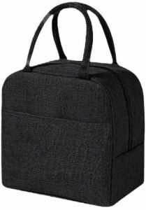 Black Rexine Lunch Box Bag
