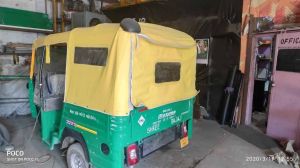 Yellow Rexine Three Wheeler Hood Cover